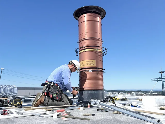 Installed chimney liner by Simsbury Chimney Sweep in Simsbury, CT