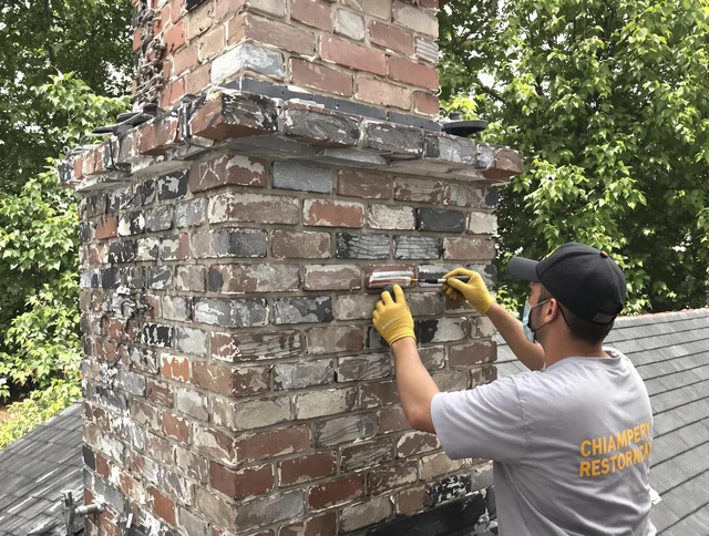 In-progress chimney restoration by Simsbury Chimney Sweep in Simsbury, CT