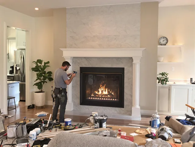 Newly installed fireplace by Simsbury Chimney Sweep in Simsbury, CT